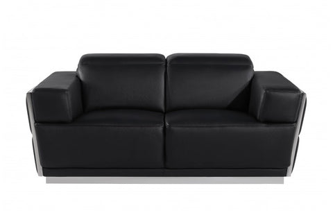 1111 DivanItalia Black Loveseat – Top Grain Italian LeatherModel:  1111-BLACK-L