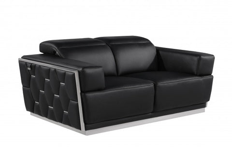 1111 DivanItalia Black Loveseat – Top Grain Italian LeatherModel:  1111-BLACK-L