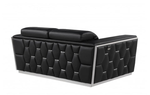 1111 DivanItalia Black Loveseat – Top Grain Italian LeatherModel:  1111-BLACK-L