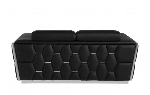 1111 DivanItalia Black Loveseat – Top Grain Italian LeatherModel:  1111-BLACK-L