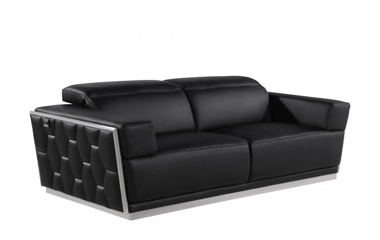 1111 DivanItalia Black Sofa – Top Grain Italian LeatherModel:  1111-BLACK-S