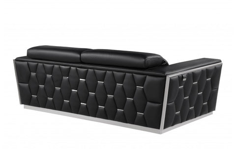 1111 DivanItalia Black Sofa – Top Grain Italian LeatherModel:  1111-BLACK-S