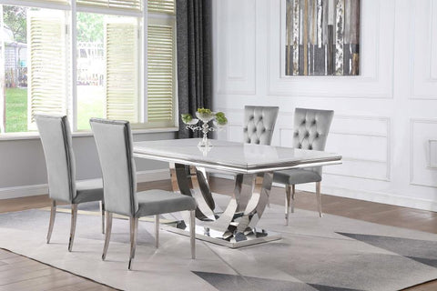 Coaster Kerwin 5-piece Dining Room Set Grey and Chrome Model 111101-S5G