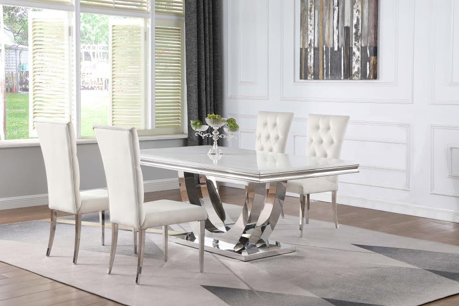 Coaster Kerwin 5-piece Dining Room Set White and Chrome Model 111101-S5W