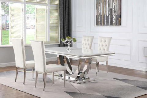 Coaster Kerwin 5-piece Dining Room Set White and Chrome Model 111101-S5W