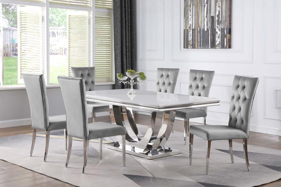 Coaster Kerwin 7-piece Dining Room Set Grey and Chrome Model 111101-S7G
