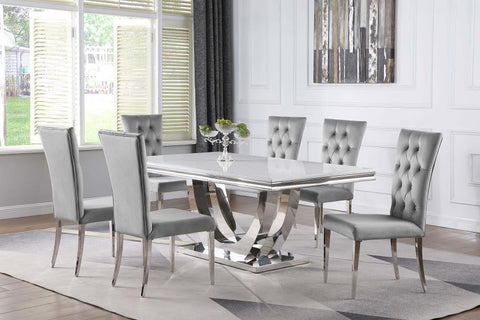 Coaster Kerwin 7-piece Dining Room Set Grey and Chrome Model 111101-S7G