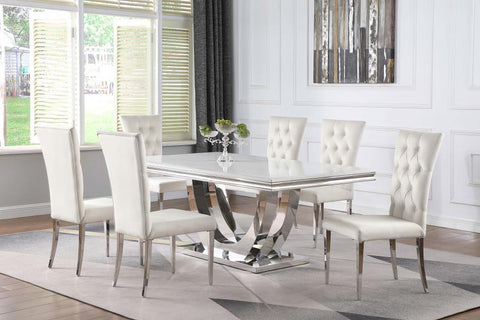 Coaster Kerwin 7-piece Dining Room Set White and Chrome Model 111101-S7W