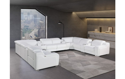 1116 DivanItalia White 12-Piece Sectional with 4 Power Recliners and Power HeadrestsModel:  1116-WHITE-4PWR-U-12PC