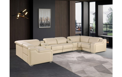 1116 DivanItalia Beige 8-Piece Sectional with 2 Power Recliners and Power HeadrestsModel:  1116-BEIGE-2PWR-U-C-8PC