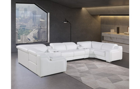 1116 DivanItalia White 8-Piece Sectional with 2 Power Recliners and Power HeadrestsModel:  1116-WHITE-2PWR-U-C-8PC