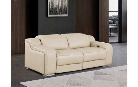1116 DivanItalia Beige Top Grain Italian Leather Loveseat with Power HeadrestModel:  1116-BEIGE-2.2-HT