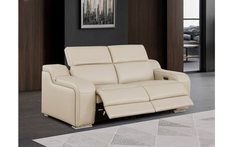 1116 DivanItalia Beige Top Grain Italian Leather Loveseat with Power HeadrestModel:  1116-BEIGE-2.2-HT