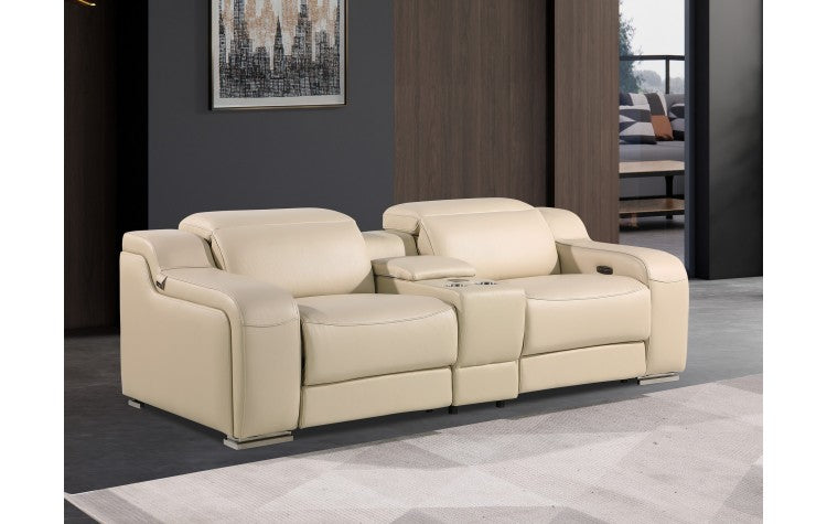 1116 DivanItalia Beige Modular Power Reclining Loveseat with Power HeadrestModel:  1116-BEIGE-3.2-HT