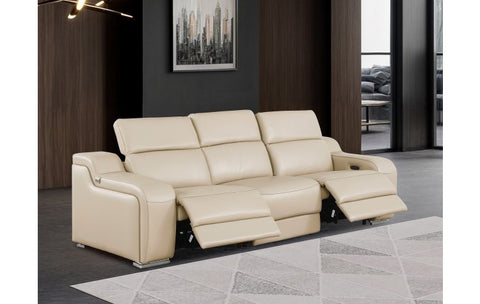 1116 DivanItalia Beige Top Grain Italian Leather Power Reclining Sofa with Dual Recliners and Power HeadrestsModel:  1116-BEIGE-3.2-S-HT