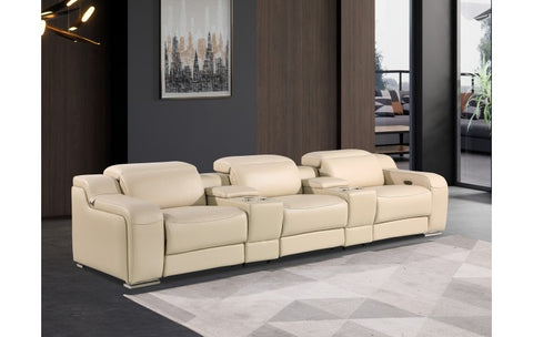 1116 DivanItalia Beige 5-Piece Power Reclining Sofa with Power Headrest in Top Grain Italian LeatherModel:  1116-BEIGE-5.3-HT