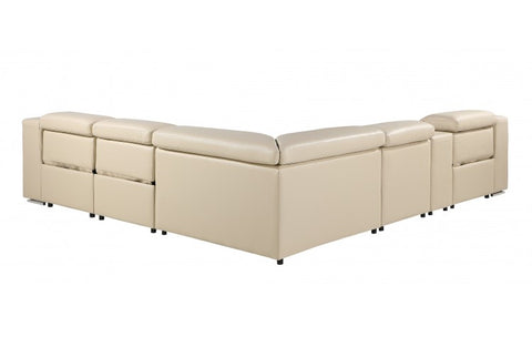 1116 DivanItalia Beige Top-Grain Italian Leather 6-Piece Sectional with 3 Power Reclining Seats & Power HeadrestModel:  1116-BEIGE-3PWR-6PC