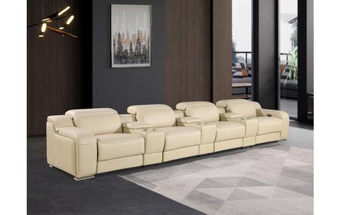 1116 DivanItalia Beige 7-Piece Power Reclining Sofa with Power Headrest in Top Grain Italian LeatherModel:  1116-BEIGE-S-7.4-HT