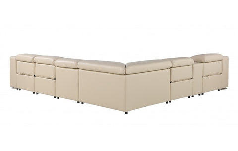 1116 DivanItalia Beige Top-Grain Italian Leather 7-Piece Sectional with 4 Power Reclining Seats & Power HeadrestModel:  1116-BEIGE-4PWR-7PC