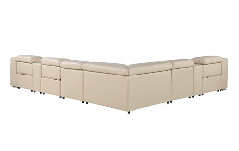1116 DivanItalia Beige Top-Grain Italian Leather 8-Piece Sectional with 3 Power Reclining Seats & Power HeadrestModel:  1116-BEIGE-3PWR-8PC