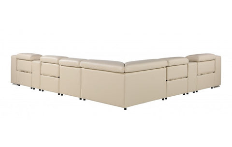 1116 DivanItalia Beige Top-Grain Italian Leather 8-Piece Sectional with 4 Power Reclining Seats & Power HeadrestModel:  1116-BEIGE-4PWR-8PC
