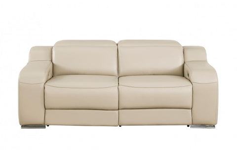 1116 DivanItalia Beige Top Grain Italian Leather Loveseat with Power HeadrestModel:  1116-BEIGE-2.2-HT