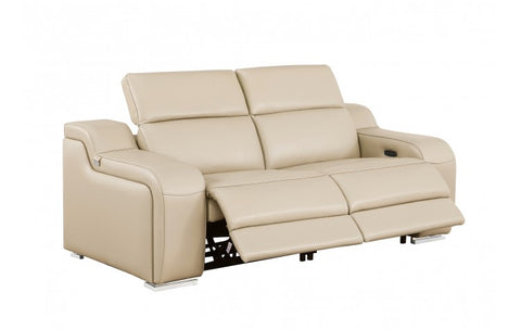 1116 DivanItalia Beige Top Grain Italian Leather Loveseat with Power HeadrestModel:  1116-BEIGE-2.2-HT