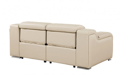 1116 DivanItalia Beige Top Grain Italian Leather Loveseat with Power HeadrestModel:  1116-BEIGE-2.2-HT