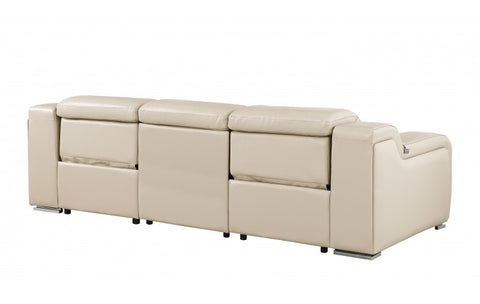 1116 DivanItalia Beige Top Grain Italian Leather Power Reclining Sofa with Dual Recliners and Power HeadrestsModel:  1116-BEIGE-3.2-S-HT