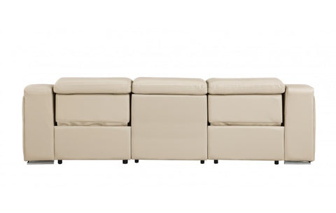 1116 DivanItalia Beige Top Grain Italian Leather Power Reclining Sofa with Dual Recliners and Power HeadrestsModel:  1116-BEIGE-3.2-S-HT