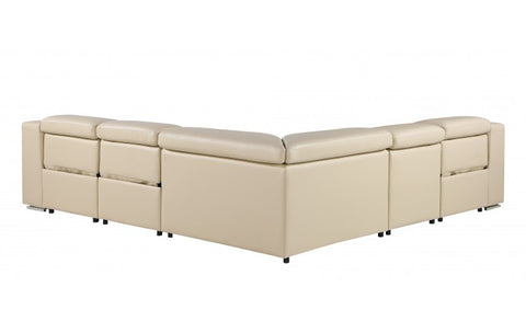 1116 DivanItalia Beige Top-Grain Italian Leather 5-Piece Sectional with 3 Power Reclining Seats & Power HeadrestModel:  1116-BEIGE-3PWR-5PC