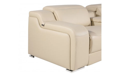 1116 DivanItalia Beige Top-Grain Italian Leather 5-Piece Sectional with 3 Power Reclining Seats & Power HeadrestModel:  1116-BEIGE-3PWR-5PC