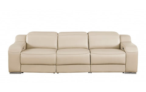 1116 DivanItalia Beige Modular Power Reclining Sofa and Loveseat Set – Top Grain Italian Leather with Power HeadrestsModel:  1116-BEIGE-5.4-HT-2PC