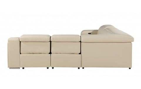 1116 DivanItalia Beige Top-Grain Italian Leather 5-Piece Sectional with 3 Power Reclining Seats & Power HeadrestModel:  1116-BEIGE-3PWR-5PC