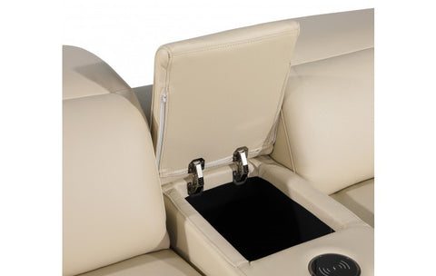 1116 DivanItalia Beige Top-Grain Italian Leather 8-Piece Sectional with 4 Power Reclining Seats & Power HeadrestModel:  1116-BEIGE-4PWR-8PC