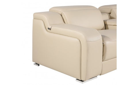 1116 DivanItalia Beige Top Grain Italian Leather Power Reclining Sofa with Dual Recliners and Power HeadrestsModel:  1116-BEIGE-3.2-S-HT