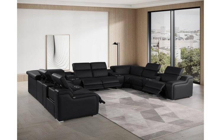 1116 DivanItalia Black 12-Piece Sectional with 4 Power Recliners and Power HeadrestsModel:  1116-BLACK-12PC-4PWR-U-SECTIONAL-GROUP