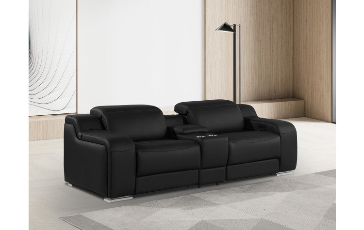1116 DivanItalia Black Modular Power Reclining Loveseat with Power HeadrestModel:  1116-BLACK-3.2-HT