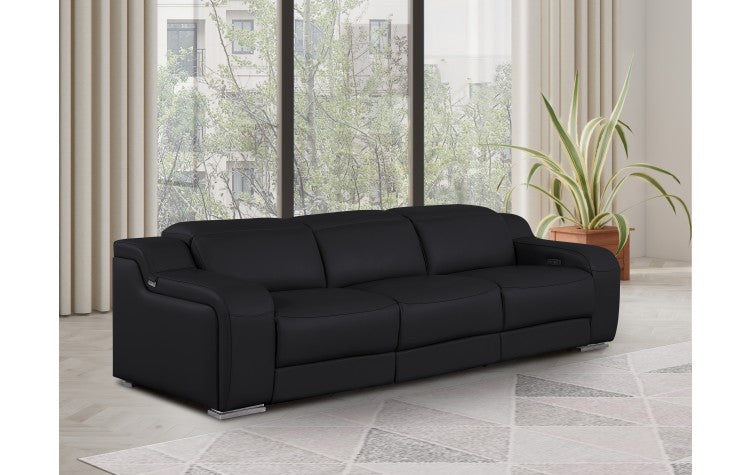 1116 DivanItalia Black Modular 3-Power Reclining Sofa with Power HeadrestModel:  1116-BLACK-3.3-HT