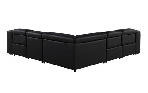 1116 DivanItalia Black Top-Grain Italian Leather 5-Piece Sectional with 3 Power Reclining Seats & Power HeadrestModel:  1116-BLACK-3PWR-5PC