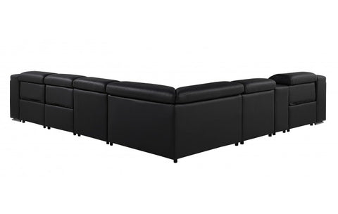 1116 DivanItalia Black Top-Grain Italian Leather 7-Piece Sectional with 3 Power Reclining Seats & Power HeadrestModel:  1116-BLACK-3PWR-7PC