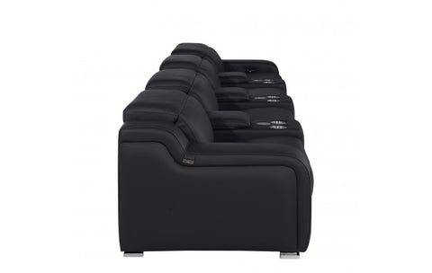 1116 DivanItalia Black 7-Piece Power Reclining Sofa with Power Headrest in Top Grain Italian LeatherModel:  1116-BLACK-S-7.4-HT