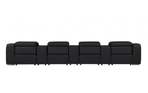 1116 DivanItalia Black 7-Piece Power Reclining Sofa with Power Headrest in Top Grain Italian LeatherModel:  1116-BLACK-S-7.4-HT