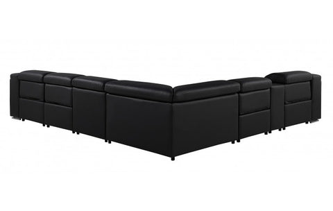 1116 DivanItalia Black Top-Grain Italian Leather 7-Piece Sectional with 4 Power Reclining Seats & Power HeadrestModel:  1116-BLACK-4PWR-7PC