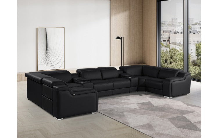 1116 DivanItalia Black 8-Piece Sectional with 2 Power Recliners and Power HeadrestsModel:  1116-BLACK-8PC-2PWR-U-SECTIONAL-GROUP