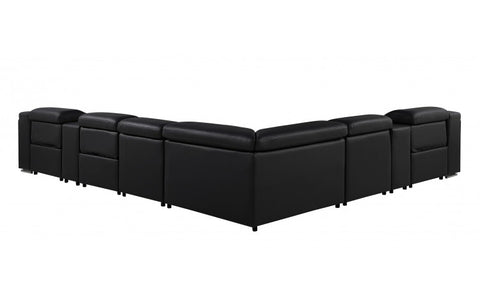 1116 DivanItalia Black Top-Grain Italian Leather 8-Piece Sectional with 3 Power Reclining Seats & Power HeadrestModel:  1116-BLACK-3PWR-8PC