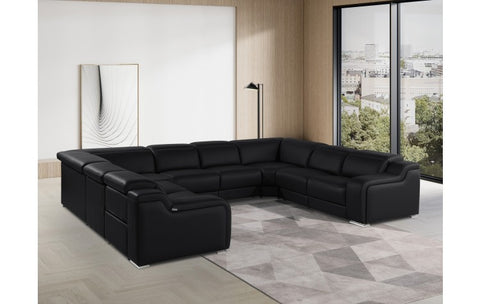 1116 DivanItalia Black 8-Piece Sectional with 4 Power Recliners and Power Headrests (No Consoles)Model:  1116-BLACK-8PC-4PWR-U-NC-SECTIONAL-GROUP
