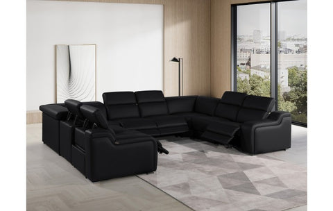 1116 DivanItalia Black 8-Piece Sectional with 4 Power Recliners and Power Headrests (No Consoles)Model:  1116-BLACK-8PC-4PWR-U-NC-SECTIONAL-GROUP
