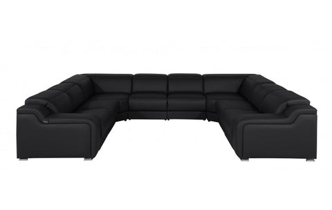 1116 DivanItalia Black 8-Piece Sectional with 4 Power Recliners and Power Headrests (No Consoles)Model:  1116-BLACK-8PC-4PWR-U-NC-SECTIONAL-GROUP