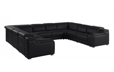 1116 DivanItalia Black 8-Piece Sectional with 4 Power Recliners and Power Headrests (No Consoles)Model:  1116-BLACK-8PC-4PWR-U-NC-SECTIONAL-GROUP